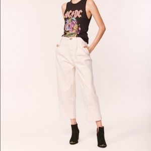 Free People Ecru Pleated Carrot Cropped Pants NWT